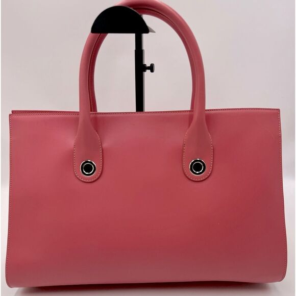 Auth Jimmy Choo Large Pink Leather Suede Sides 2way Riley Tote Crossbody Bag - Picture 6 of 16